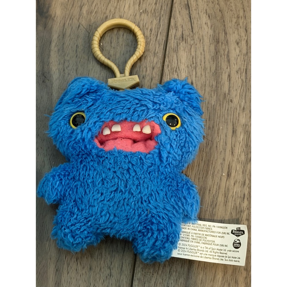 Zuru Fuggler Keyring Wide Eyed Weirdo Plush Clip On Blue Monster Teeth 5"